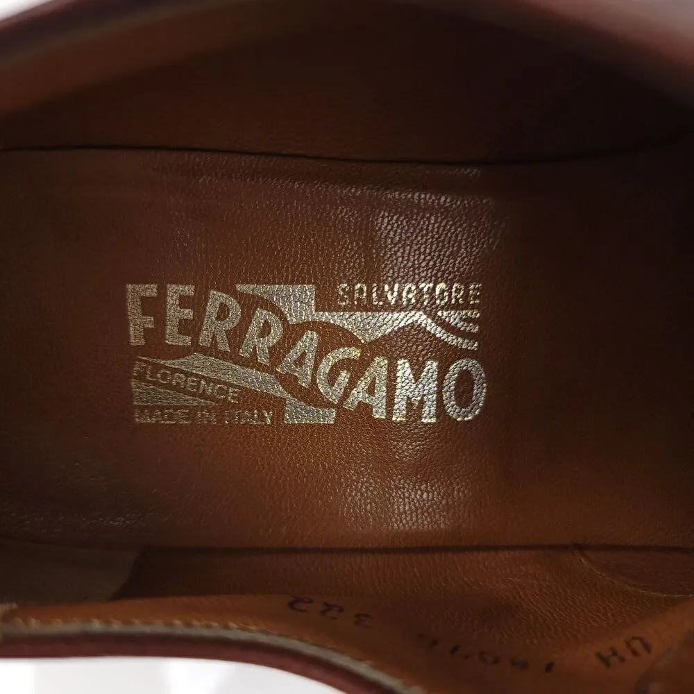 NEW Salvatore Ferragamo Brown Leather Old Money Cap Toe Oxford Shoes Old Money